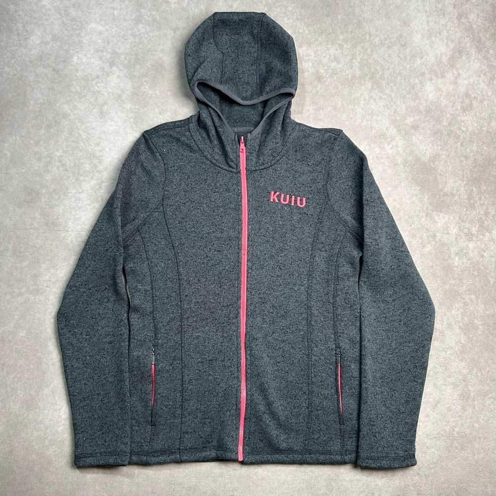 KUIU Base Camp High Loft Sweater Fleece Full Zip Hoodie Gray Pink Womens Medium